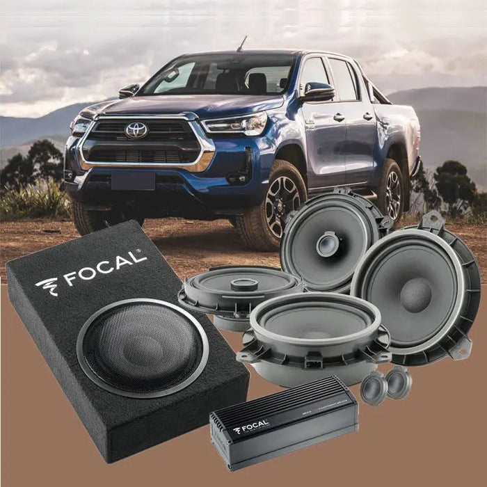 FOCAL TOYOTA HILUX POWERED 6.1 PACK FOR 2008-2019 MODELS: ISTOY165, ICTOY165, IMPULSE 4.320 AMPLIFIER, PSB200 SUBWOOFER, IW-TOY-YISO, IW-IMP2.1 | Toyota HiLux Powered 6.1 pack