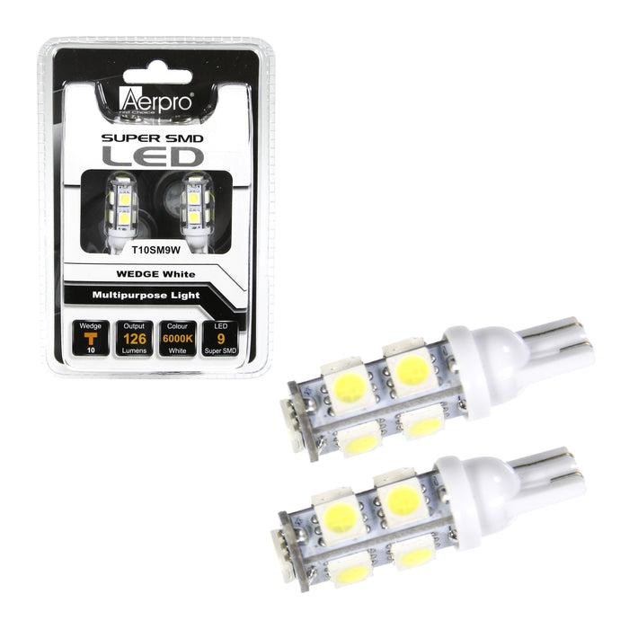 Aerpro T10SM9W 9x Super SMD T10 Wedge (White)