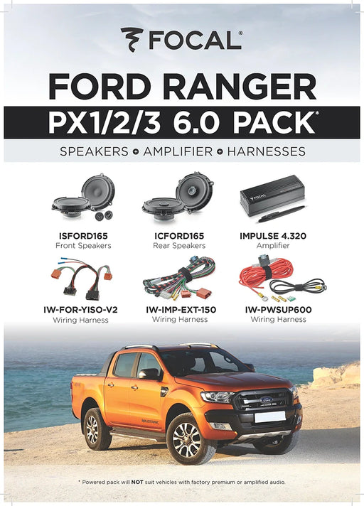 FOCAL Isford165, Icford165, Impulse, Iw-Fordv2-Yiso And Iw-Imp-Ext150 | -Ford Ranger pre 2022 Powered 6.0 pack