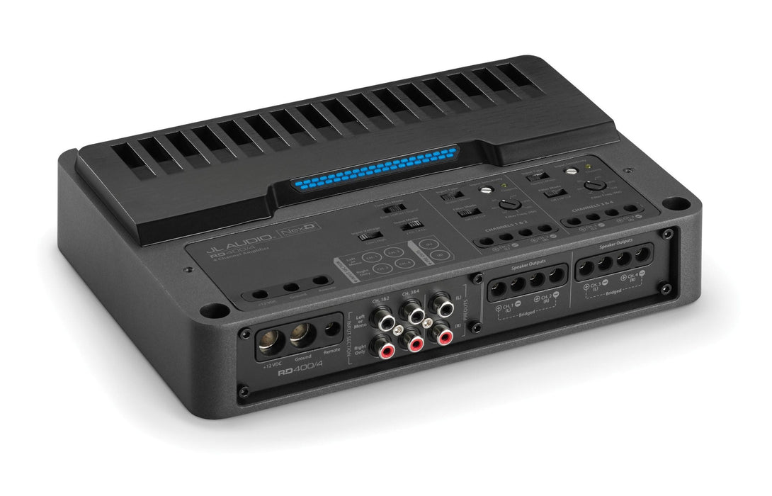 JL AUDIO 4-Channel Class D Full Range Amplifier, 100 W X 4 @ 2 Ω / 75 W X 4 @ 4 Ω – 14.4V -RD400/4