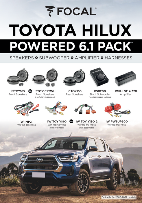 FOCAL Toyota Hilux Powered V2 6.1 Amplifier And Speaker Pack -Toyota HiLux V2 Powered 6.1 pack
