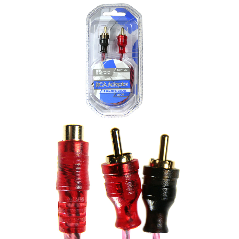 Aerpro BSXYF2M Bassix RCA Adaptor (1 Female to 2 Male Connectors)