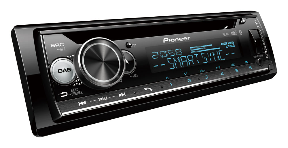 Pioneer DEH-S720DAB CD Receiver, AM/FM, Dual Phone BT, DAB+, Pioneer Smart Sync compatible, Spotify, RGB Illumination, iPhone, Android, USB, FLAC, 3Preouts (with ANDAB1)