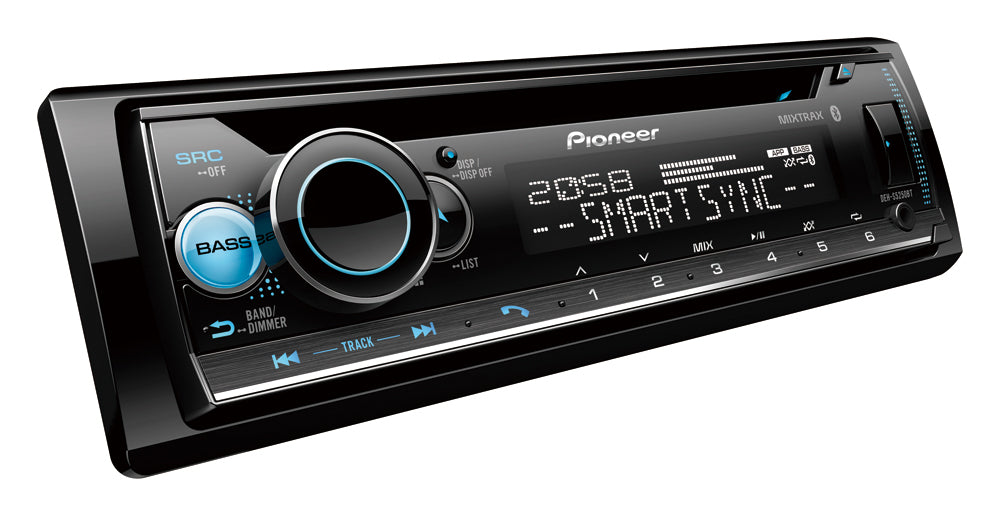 Pioneer DEH-S5250BT CD Receiver, AM/FM, Dual Phone BT, Pioneer Smart Sync compatible, Spotify, Android, iPhone, RGB display, Dual Zone Dimmer, USB, AUX, 2 Preouts, FLAC