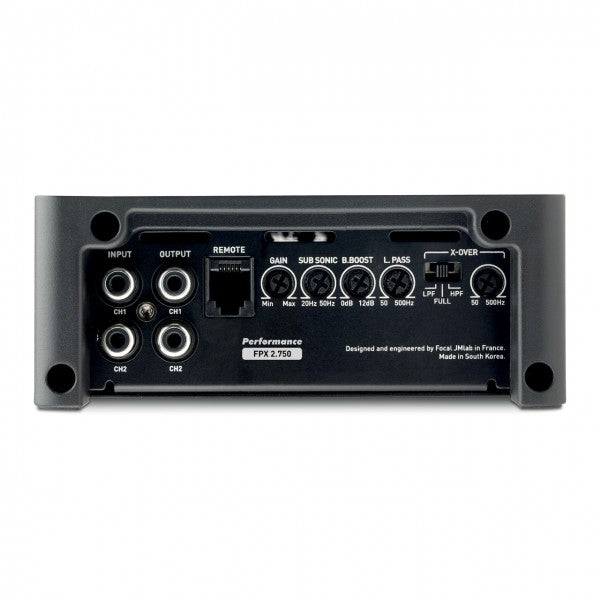 (NLA) FOCAL FPX2.750 2-channel Compact Amplifier, D Class, 2 x 220W RMS (4Ω), 2 x 385W RMS (2Ω), 1 x 770W RMS (4Ω bridged)